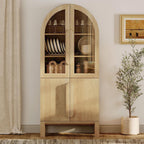 WAMPAT 71" Tall Arched Kitchen Pantry Cabinet, Oak, 1 PC