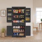 72" Kitchen Pantry Cabinet, Kitchen Pantry with 6 Door Shelves, 2 Cabinets and 1 Drawer, Tall Storage Cabinet for Living Room, Dining Room, Black
