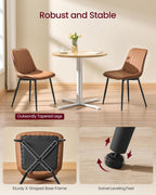 VASAGLE Dining Chairs Set of 2, Upholstered Kitchen Chairs, Synthetic Leather, Max. Load 264 lb, Steel Legs, Curved Backrest, for Dining Room, Caramel Brown and Ink Black ULDC090KN03