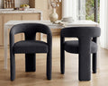 GNIXUU Barrel Dining Chair Set of 2, Modern Upholstered Boucle Dining Room Chairs with Arms and Backrest, Comfy Accent Side Chair for Kitchen, Living Room, Black