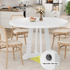 GarveeHome Round Dining Table for 4, 47 Inches Dining Room Table with Wooden Base, Kitchen Table with Circle Tabletop, Dinner Table for Dining Room, Kitchen, Living Room, White