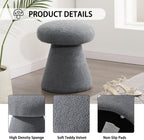 Homebeez Mushroom Ottoman Foot Stool, 18 inch Teddy Fleece Small Footrest, Round Sherpa Pouf for Living Room, Bedroom, Cute Modern Accent Seating, Slate Gray