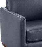 CHITA Genuine Leather Swivel Chair, Wood Frame, Fully Assembled, Navy