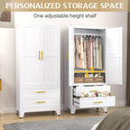 GAIOUS Metal Wardrobe Cabinet with Hanging Rod, Clothing Storage Cabinets