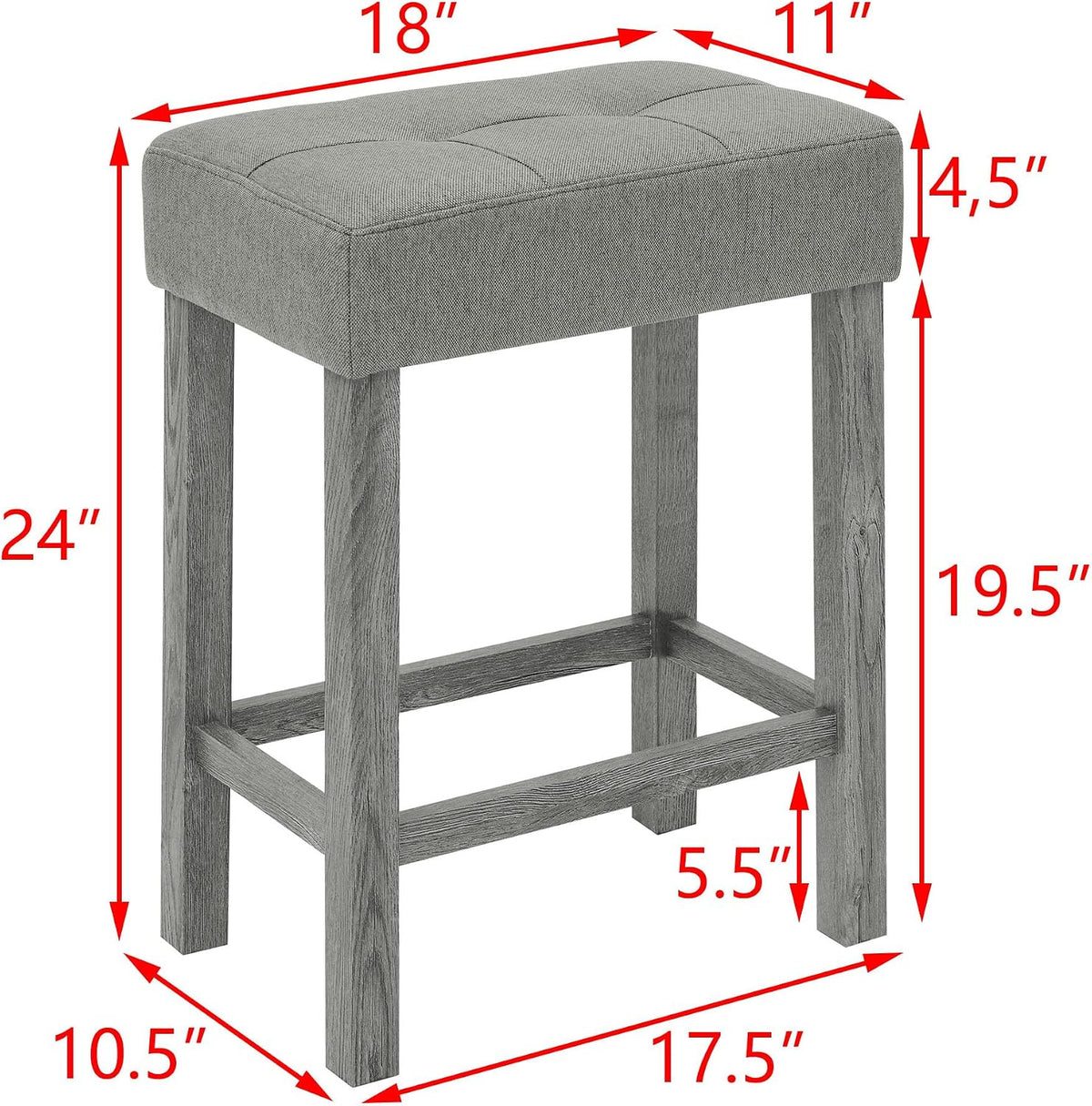 Knocbel Industrial 3-Person Counter Height Rectangle Bar Table Set with Power Outlet, 4-Piece Dinette Set with Padded Seat Stools, Apartment Condo Small Space Pub Bistro Dining Furniture Set (Grey)