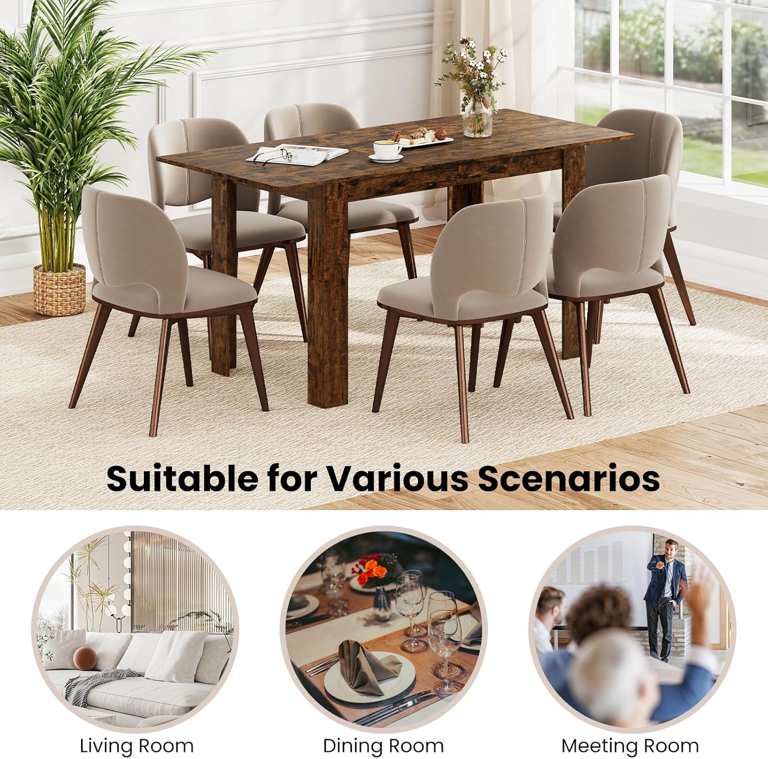 Giantex Extendable Dining Table for 4/6/8, 47"-62" Farmhouse Kitchen Table, Space-Saving Transformer Table for Dinette, Home Office, Living Room, Small Space (Rustic Brown)