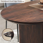 T4TREAM 63" Fluted Oval Dining Table for Kitchen Living Room, Walnut | Mid Century Modern Kitchen Table, Seats 4-6, Thickened Edge and Sturdy Strip Pedestal Base