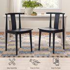 EYYTHUNG Wood Dining Chairs Set of 2, Farmhouse Kitchen Chairs with Curved Back, Modern Mid Century Wishbone Dining Chairs for Dining Room, Kitchen, Black