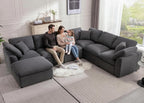 Siiejia Modular 7 Seater Sectional Sofa, Oversized Cloud Couches, Dark Grey