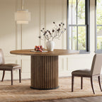 Tribesigns 47.24" Brown Round Dining Table for 4-6 People