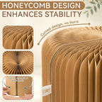 PAPER JAZZ 17in Foldable Stool Portable Stool for Adult House Decor Brown | Thick Paper Honeycomb Portable Stool,Folding Foot Stool Durable for Adults, Space Saving Lightweight for Bedroom Office