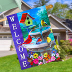 Welcome spring summer bird flags for outside 28x40 double sided, summer house flags, Large Flags Outdoor flags for outside decoration
