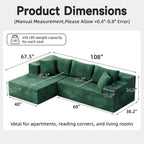 Bashaw 108" Cloud Sectional Couches Sofa with Chaise, Modular L-Shape Couch Deep Seat Memory Foam Compressed Sofa for Living Room