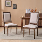 Christopher Knight Home Regina French Country Dining Chairs Set of 2, Wooden Dining Room Chair, High Back Kitchen Side Chair, Fabric Upholstered Armless Extra Seat, Beige+Walnut