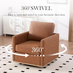 Aoiy & Wifon 30.7" W Swivel Accent Chair, Mid Century Modern Swivel Chair for Living Room, Comfy Small Accent Chair, PU Leather, Brown