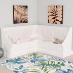 Linon Harris White Corner Breakfast Nook - Nook Only, Table is NOT included! 20.88D x 61.88W x 36.63H in