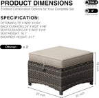 Joyside Outdoor Ottoman Set of 2, Patio Large Ottoman Foot Rest with Thickened Cushions, Outdoor Wicker Foot Stool for Porch, Deck Use