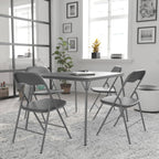 Flash Furniture Madison 5-Piece Folding Card Table and Chair Set, Gray | Portable, Indoor/Outdoor, Event Table and Chairs