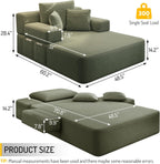 60.2 Inch Chaise Lounge Chair Indoor, Oversized Chaise Lounge with Adjustable Backrest and Armrests, Luxurious Corduroy Convertible Sofa Bed with Storage Pocket for Small Spaces, Apartment (Green)