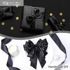 NESCCI 100 Yards Ribbon,1-1/2 Inch Black Satin Ribbon,Single Face Satin Ribbons,Perfect for Gift Wrapping,Wedding Decoration,Handmade Bows,Wrapping Bouquet,Halloween, Christmas