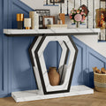 FUSUNBAO 47.3" Console Table,Openwork Bracket Sofa Table, Wood Narrow Entryway Table for Hallway, Behind The Couch, Living Room, Foyer, Easy Assembly（White Marble Texture）