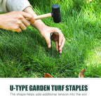 Therwen 6 Inch Turf Stakes for Artificial Grass Green Landscape Staples Bulk Galvanized Heavy Duty Garden Stake U Type Artificial Turf Stake Ground Anchor for Artificial Grass(Green, 200 Pcs)