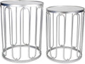 Nested Metal Side Tables - Set of 2 for Living Room & Bedroom (Silver)