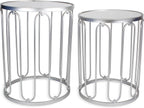 Nested Metal Side Tables - Set of 2 for Living Room & Bedroom (Silver)