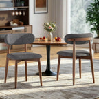 Solid Wood Dining Chairs Set of 2, Mid‑Century Modern Square Seat Cushion Chairs with Extra‑Thick 1.6" Legs and Curved Back, Heavy‑Duty Kitchen & Dining Room Chairs, Dark Grey