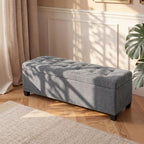Asense Storage Ottoman Bench,42 inch Upholstered End of Bed Bench,Safety Hinge Storage Bench for Living Room,Bedroom,Entryway (42" Cotton-Linen Grey)