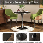 Round Dining Table 31.5" Circle Tulip Table with Wood Thickened Tabletop & Sturdy Metal Pedestal Mid Century Modern Leisure Bistro Kitchen Tables 4 People Small Places Living Room Cafe,Black