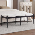 CIMOTA Modern Linen End of Bed Bench, Upholstered Bedroom Ottoman Bench Entryway Bench for Hallway/Dress Room/Living Room, Window Ottoman Bench with Solid Wood Legs, 54 Inch Long, White