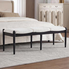 CIMOTA Modern Linen End of Bed Bench, Upholstered Bedroom Ottoman Bench Entryway Bench for Hallway/Dress Room/Living Room, Window Ottoman Bench with Solid Wood Legs, 54 Inch Long, White