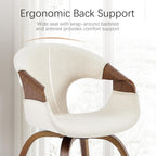 Zouron Mid-Century Swivel Dining Chair, Fabric Upholstered Accent Chairs with Bentwood Arms & Legs, Padded Armchair with Backrest for Kitchen, Dining Room, Living Room, Beige