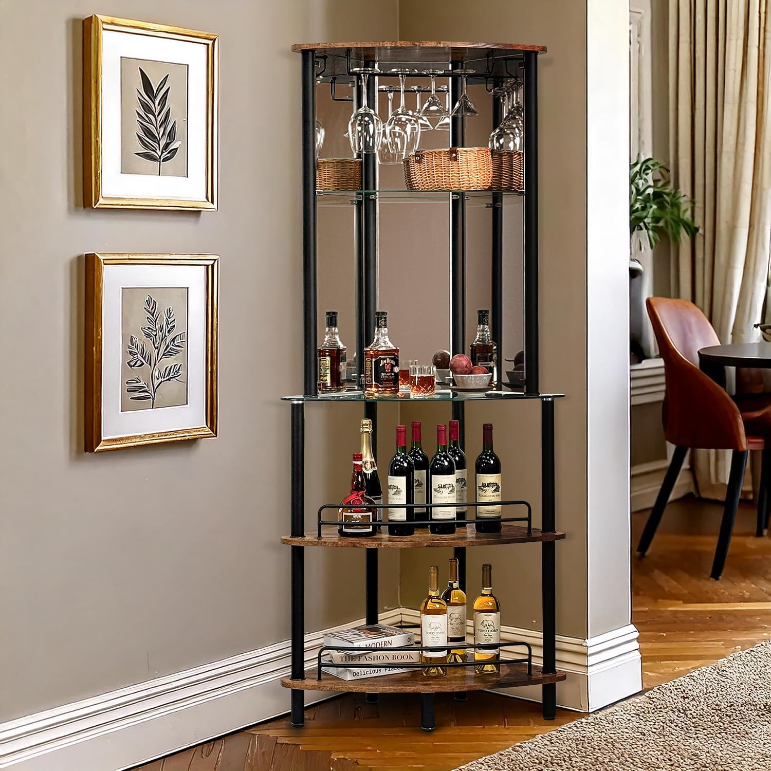 Mango Steam Contemporary Modern Home Entertainment Liquor Bar Catalina Table (Tower Bar, Rustic Wood)