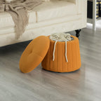 Fabulaxe Modern Tufted Velvet Mushroom Shape Storage Ottoman Storage Stool Trunk, Mustard Yellow