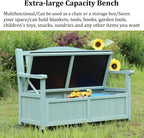 Deck Box Storage Bench, Patio Furniture, Solid Wood, Waterproof, with Armrest, 2-Person Outdoor Bench for Garden, Porch, Poolside for Porch, Backyard and Park(C)