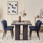 Dining Chairs Set of 4, Upholstered Chenille Fabric Kitchen Chairs with Wingback and Metal Legs, Elegant Tufted Accent Chair Vanity Chair for Dinner Bedroom Living Room, Blue