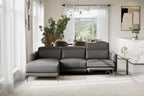 Valencia Andria 99.5" Reclining Leather Sectional Sofa, Reclining Couch with Left Hand Chaise | Italian Nappa 11000 Top Grain Leather | Power Reclining Seat with Adjustable Headrests - Cloudy Grey