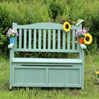 Deck Box Storage Bench, Patio Furniture, Solid Wood, Waterproof, with Armrest, 2-Person Outdoor Bench for Garden, Porch, Poolside for Porch, Backyard and Park(C)