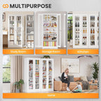 Locking Display Cabinet with Glass Door, 71”H Metal Curio Cabinets with Adjustable Shelves, White Liquor Caninet Display Case for Living Room, Collectibles, Clinic, Home - Assembly Required