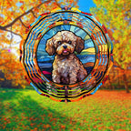 Poodle Dog Wind Spinners Outdoor Dog Memorial Gifts, 3D Metal Kinetic Hanging Garden Wind Spinner, Spinner Decor, Wind Sculptures for Outdoor & Indoor, Window, Yard Decor (Poodle 1)
