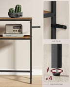 VASAGLE Console Table, 2-Tier Narrow Sofa Table with 2 Shelves, 7.9 x 31.5 x 31.5 Inches, for Living Room, Hallway, Entryway, Rustic Brown and Ink Black ULNT130K01V1