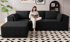 106" Cloud Sectional Couches for Living Room, Modular L Shaped Couch with Deep Seat Oversized Left Facing Chaise, Memory Foam Compressed Spineless 3 Seater Sofa for Bedroom Apartment, Black