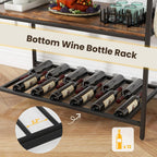Giantex Kitchen Baker Rack with 3 Tier Storage Shelves, 10 Hooks, Glass Holder, 40" Stationary Island with Spacious Worktop, Industrial Kitchen Shelf, Metal Frame, Easy Assembly (Rustic Brown & Black)