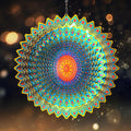 Goolyrusim Wind Spinner Mandala Circle - 3D Wind Spinners Outdoor, 12-inch Stainless Steel Hanging Wind Sculptures for Yard and Garden, Kinetic Art Decoration Porch Decor Patio Ornament, Mandala Gift