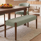 Usaint 42" End of Bed Bench, Modern Upholstered Bedroom Bench with Rubberwood Legs, Entryway Bench with Cushion, Dining Bench for Living Room, Bedroom, Green with Walnut Leg