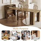 Rustic Wooden Extendable Dining Table with Storage, 20"-99" Modern Transformer Kitchen Table for 2-12, Oak Extendable Console Table with Extension Leaves Holder for Entryway Dining Room
