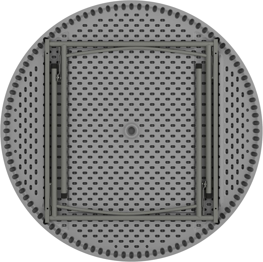 Flash Furniture 4 ft Plastic Round Folding Table, Dark Gray | Durable Construction, Commercial Use