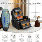 AHMED Dual Motor Power Swivel Rocker Recliner Chair, Faux Leather, Black | Electric Glider Rocking Chair, Massage & Heat, Cup Holders, LED Lights, USB A/USB C Ports